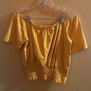 Golden Striped Off-Shoulder Blouse